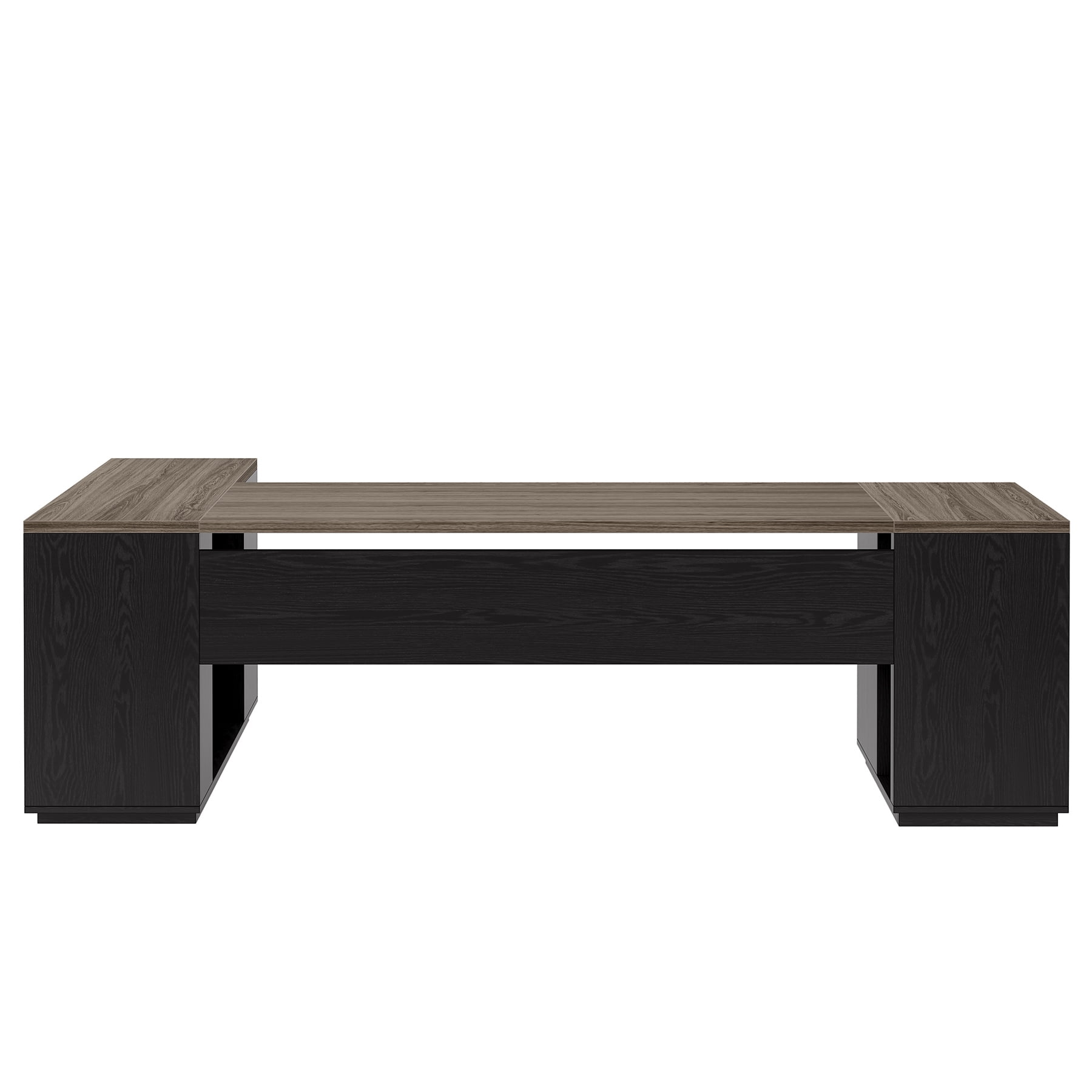 Fnova 85" L-Shaped Executive Desk with Storage Drawers, Modern Office Desk with Adjustable Shelves & File Cabinet, Extra Long Corner Computer Desk for Home Office