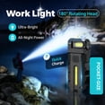 thumbnail image 2 of 180° Rotating Head LED Work Light – Dual Beam Mini Flashlight with Magnetic Base, USB-C Rechargeable, Clip & Hands-Free for Auto Repair, Mechanic, Camping, Emergency, 2 of 7