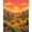 Orange, Pattern 2, variant on ODIKA 4'x6' Machine Washable Non-Slip Area Rug, Cartoon Sauropods Roaming Prehistoric Valley with Sunrise and Misty Hills High Traffic Rug, Green, 420424