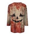 thumbnail image 5 of Camiseta de Halloween de terror para mujer con estampado espeluznante de 'Ayuda', camiseta informal de manga corta para fiesta de Halloween, 5 of 5