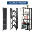 thumbnail image 4 of Letusto Heavy Duty Foldable Collapsible Shelf with Wheels with Breaks - Shelves with No Assembly Required (Black, 5 Tier), 4 of 5