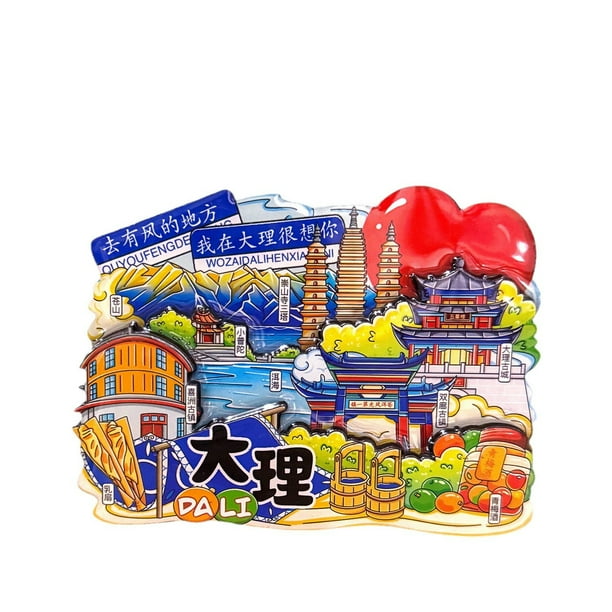Imán para nevera Dali City, madera, resina 3D, para manualidades, 10 x 7,5 cm, 80 g