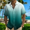 thumbnail image 2 of Inglocry Mens Gradient Linen Shirts Casual Button Down Short Sleeve Tie Dye Beach Summer Shirts Mint Green 3XL, 2 of 5