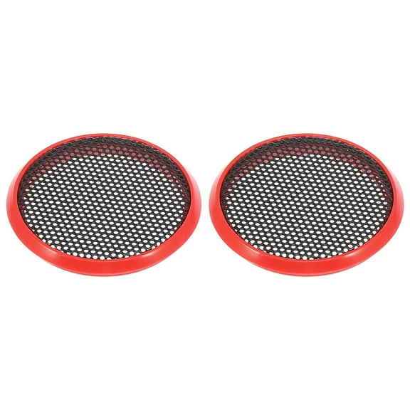 2pcs 1.5'' Vehicle Audio Speaker Cover Mesh Subwoofer Horn Guard Decorative Circle Grille Protector Red