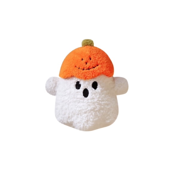 Ghost Stuffed Animal, 7.87in Pumpkin Plush, Halloween Party Decor Soft Cuddly Doll for Sofa Bedroom Shelf Gift (White)