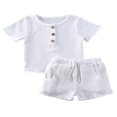 thumbnail image 1 of PENGXIANG Unisex Baby Solid Color  Neck Short Sleeve Tee Shorts Set, 1 of 6