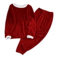 thumbnail image 2 of Naittoop Fleece Pajamas Womens Petite Casual Loose Comfy Thermal Plush Fuzzy Long Sleeve Sleepwear Winter 2 Piece Lounge Sets, 2 of 5