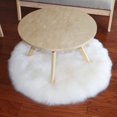 thumbnail image 2 of Tatum88 Faux Fur Rug, Imitation Fluffy Fleece Area Non-Slip Rug Yoga Mat for Living Room Bedroom Sofa Floor Mat (White Round, 45 x 45cm), 2 of 5