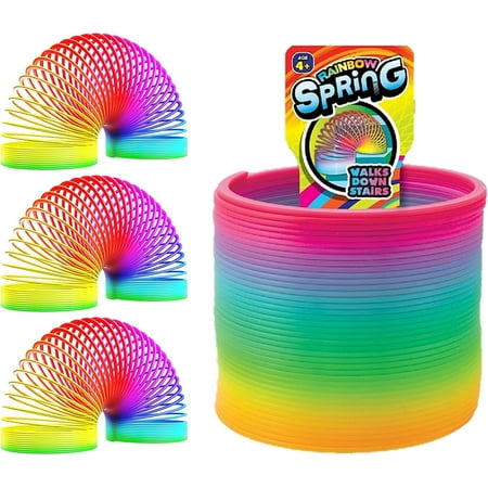 JA-RU Big Magic Rainbow Color Spring (3 Pack) Slinky Toy, Party Favor for Kids. W-1702-3