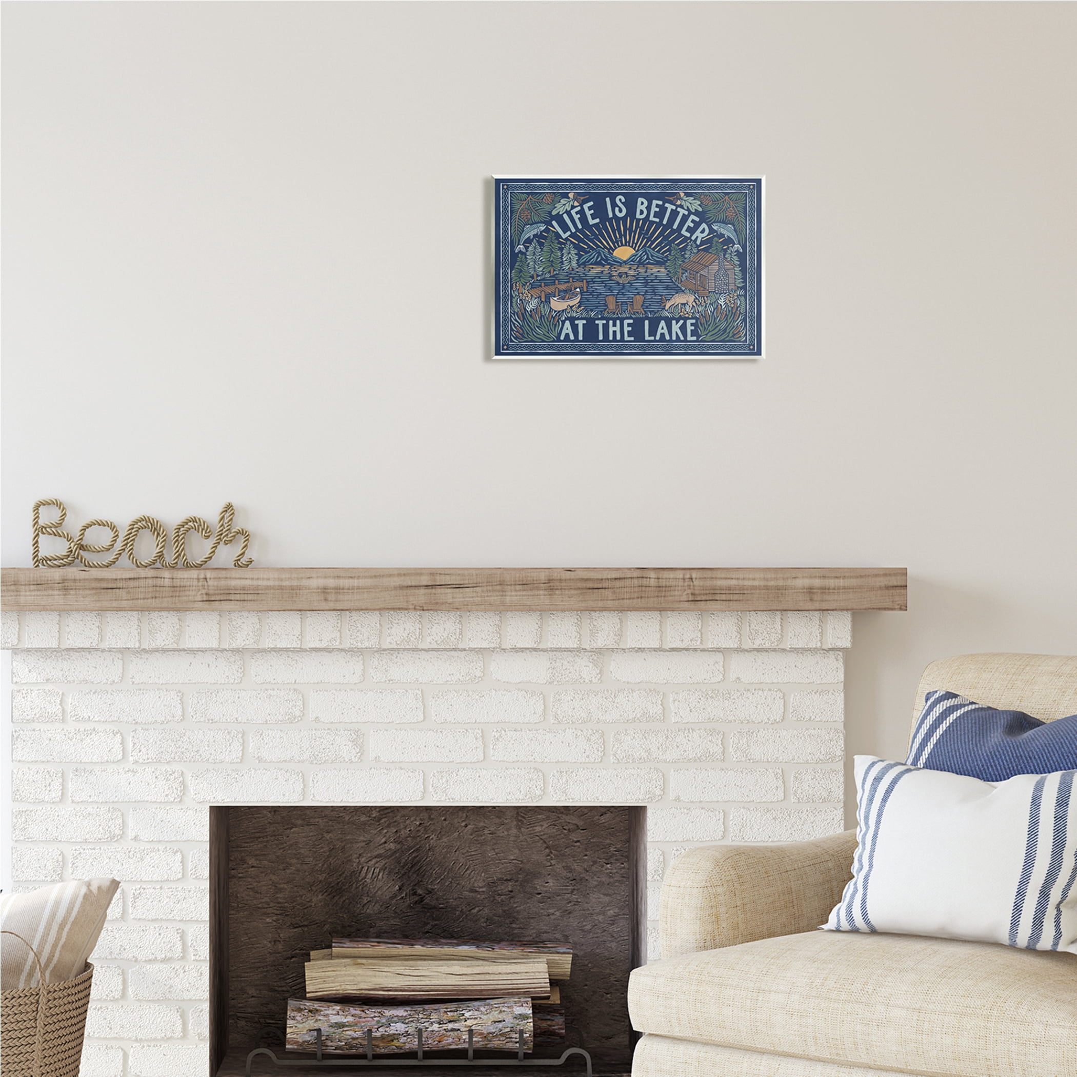 Stupell Industries Night Lake Scene Phrase Nature Painting Unframed Art Print Wall Art, 15 x 10