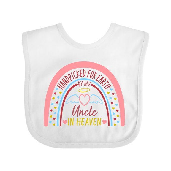 Inktastic Handpicked for Earth by My Uncle in Heaven Rainbow Boys or Girls Baby Bib