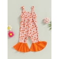 thumbnail image 4 of Coduop Baby Girls Sling Jumpsuit Bodysuit Overalls,Sleeveless V Neck Floral Bell-Bottoms Palysuit, 4 of 9