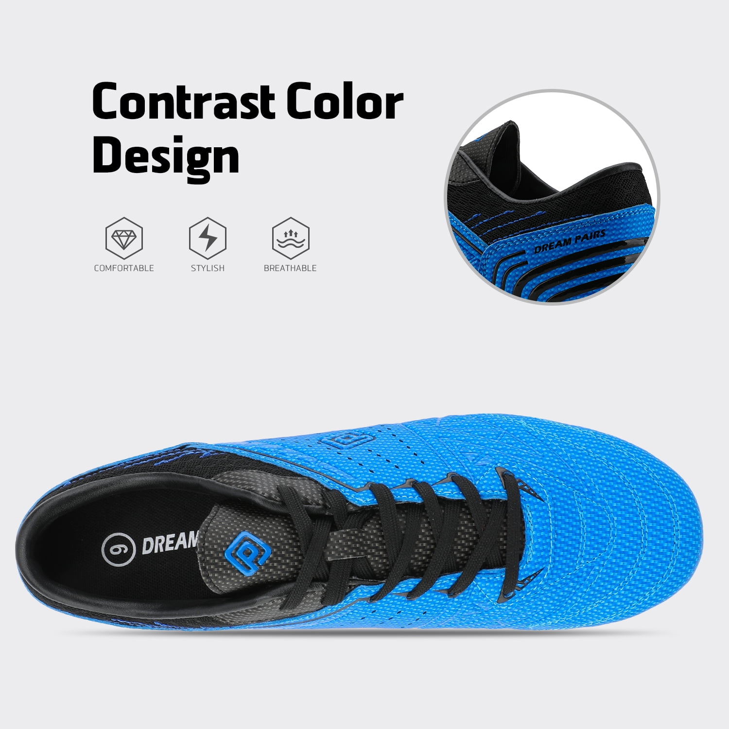 DREAM PAIRS Men Sports Athletic Light Outdoor Football Soccer Cleats