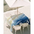 thumbnail image 3 of 60x84 Inch Outdoor Tablecloth with Umbrella Hole Zipper Rectangle Navy Blue Ombre Beach Rectangular Tablecloths Outside Waterproof Summer Ocean Coastal Gradient Waves Patio Table Cover for Picnic, 3 of 8