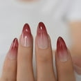 thumbnail image 3 of 24PCS Fake Nails Ombre Dark Red Medium Long Reusable French False Nails Almond Stiletto Press On Nails Art Tips Manicure, 3 of 5