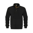 thumbnail image 2 of GuangCheng Men's Fleece Pullover Sweatshirt with Elbow Patches,Half Zip Placket,Casual Warm Tops,Baggy Fit Tops,Black,Size M, 2 of 9