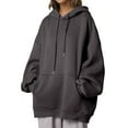 thumbnail image 2 of Womens Hoodie 2025 Oversized Long Sleeve Plain Hooded Sweatshirt with Pockets Pullover Trendy Hoodies for Women, 2 of 5
