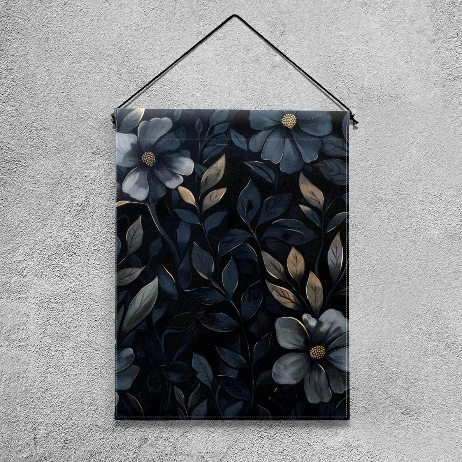 Black Floral Leaves Double Sided Garden Flag Decorative Weather Resistant Yard Flag, Large DIY Vertical Flag for Farmhouse Patio Lawn, 28x40 Inch