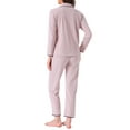 thumbnail image 3 of INSPIRE CHIC Womens Pajama Set Fleece Flannel Button Up Long Sleeve Notched Collar Pants Set with Pockets Loungewear Sleepwear S Pink, 3 of 6