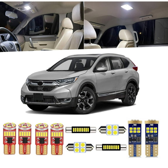 11 Piece Car Interior LED Lights Kit for Honda CR-V 2013 2014 2015 2016 2017 2018 2019 2020 2021 Map Dome Trunk Vanity Mirror Light Bulb Install Tool
