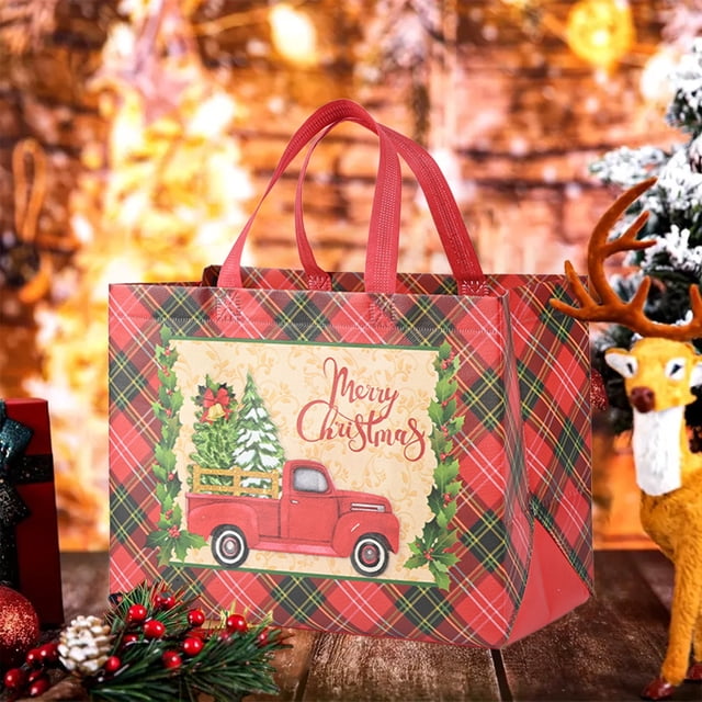 Santa Claus Christmas Gift Bag, Portable and Reusable for Holiday Packaging, Linen Material for Festive Storage