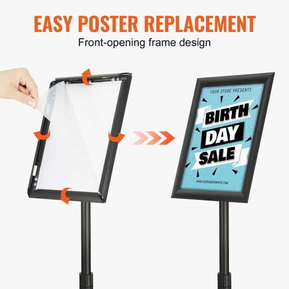 Heavy-Duty Pedestal Sign Holder, 8.5x11 Inch Adjustable Display Stand for Posters, Flyers, with Round Base, Indoor/Outdoor Use – Walmart
