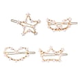 thumbnail image 2 of GOOHOCHY 4 pinzas para el pelo huecas con forma de corazón, con diseño geométrico de perlas, para niñas (estrella de cinco puntas, corona, corazón y orejas de conejo)., 2 of 8