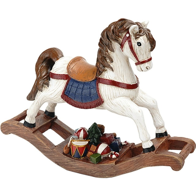 Cheval à Bascule en Résine Décoration de Bureau de Noël Ornement Artisanal en Résine