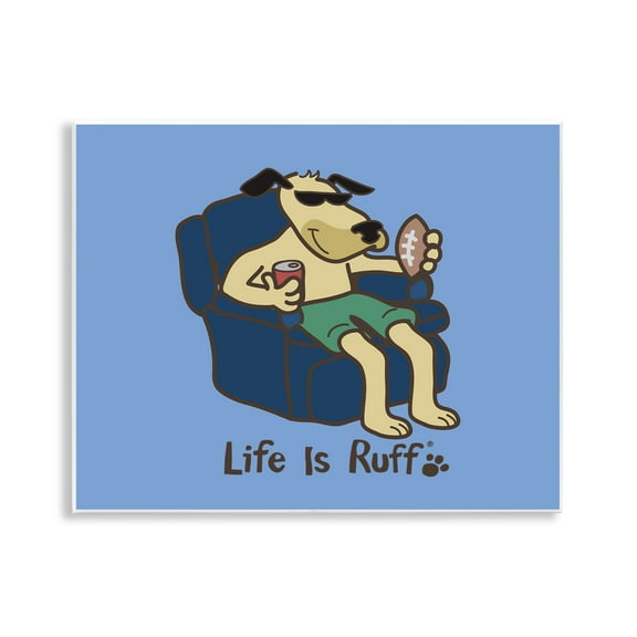 Stupell Industries Lounging Dog with Football Animals Painting Unframed Art Print Wall Art, 14 x 11