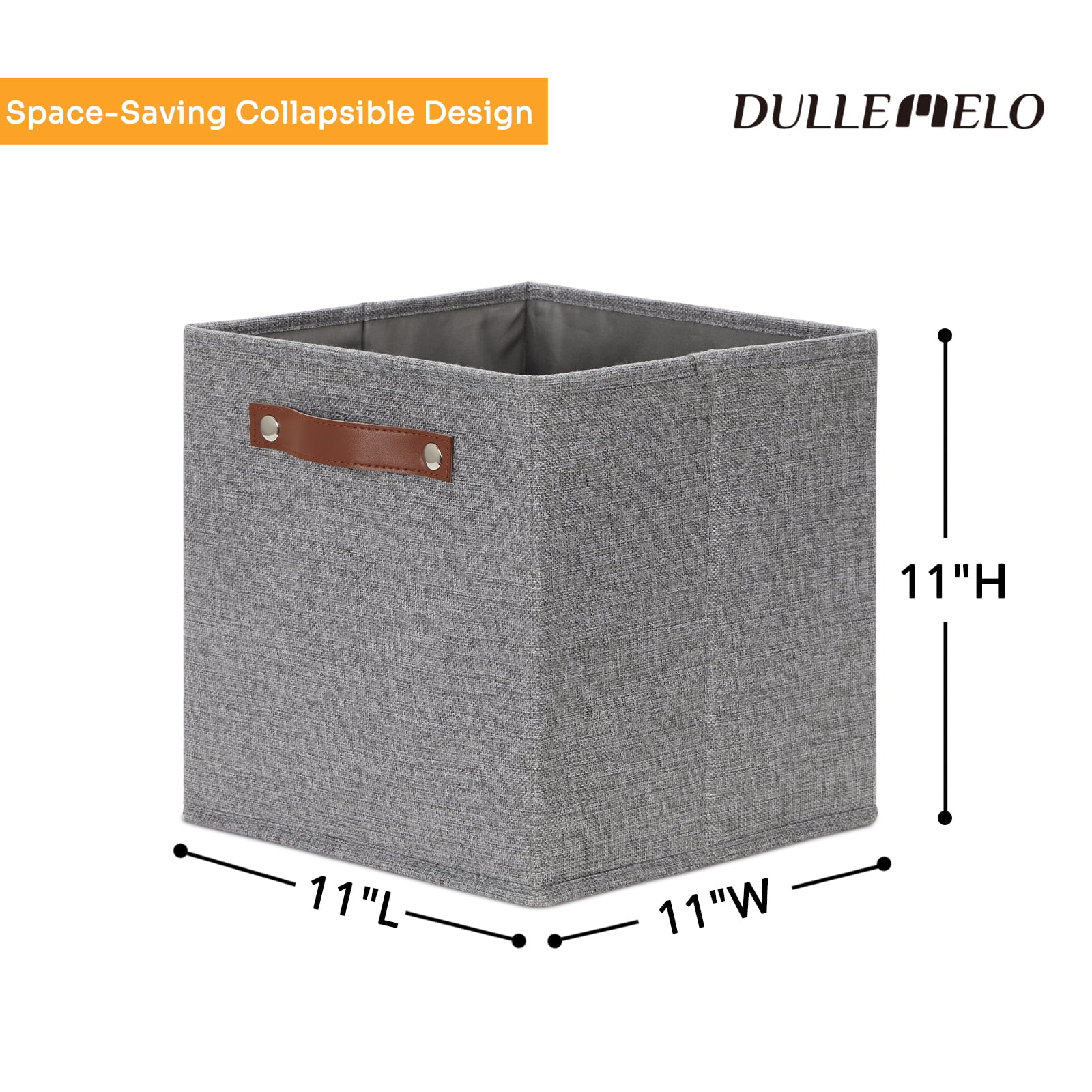 DULLEMELO Cube Storage Bins 11x11 Gray Linen & EVA 4 Count