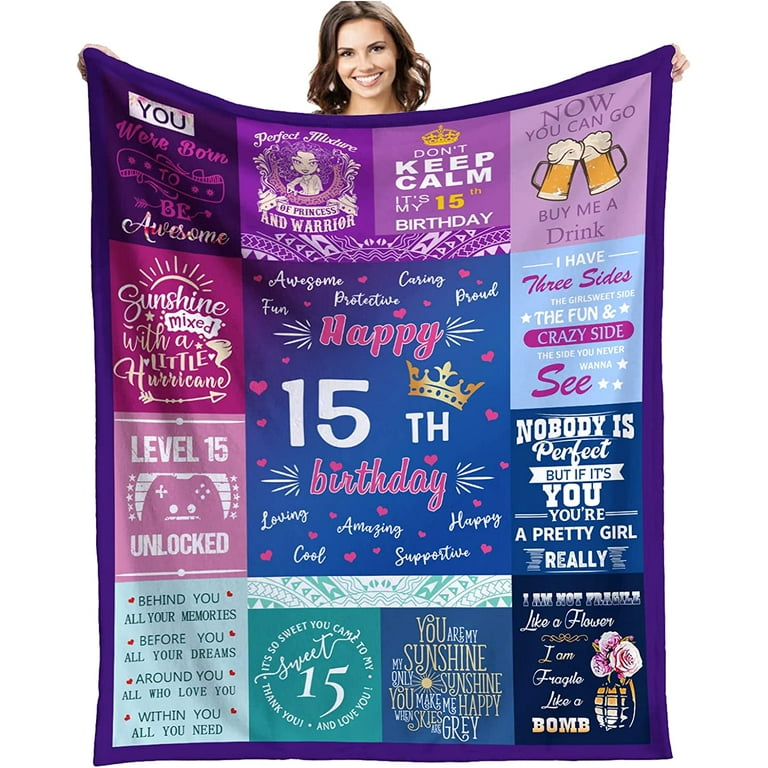 15th Birthday Gifts for Girls 15 Year Old Birthday Gifts 15 Year Blanket  Gifts 15th Funny Gift Idea 15th Birthday Gift Ideas Gifts for 15 Year Old  Female Women Girl Bestie Sister (
