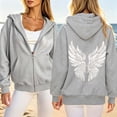 thumbnail image 5 of Puliio Womens Full Zip Up Hoodie Oversized Vintage Graphic Print Warm Fall Sweatshirt With Side Pockets, 5 of 7