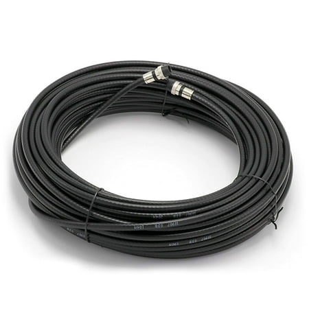 THE CIMPLE CO - 50' Feet, Black RG6 Coaxial Cable - Made in the USA - with rubber booted - weather proof - outdoor rated Connectors, F81 / RF, Digital Coax for CATV, Antenna, Internet, &