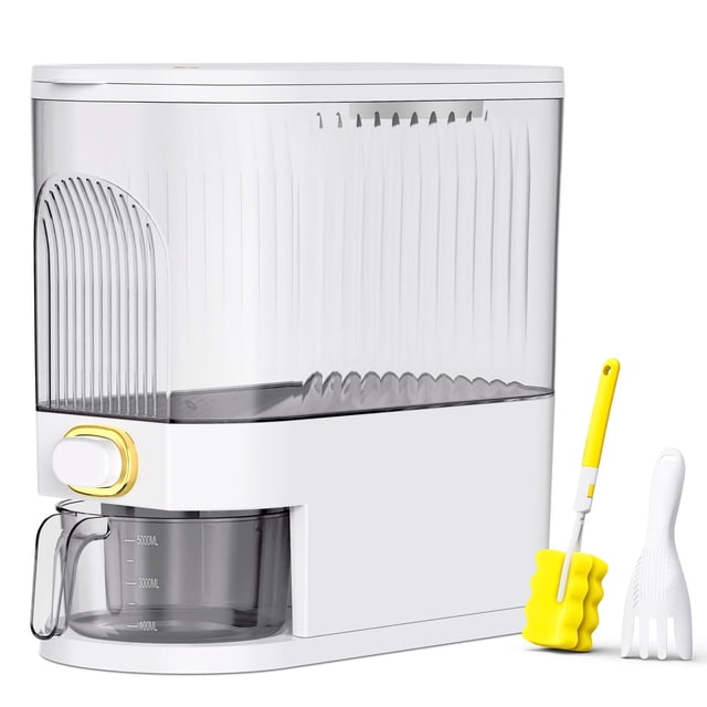 Dispensador de arroz VendotBi de 5 kg a 6 kg de capacidad con vaso medidor, color blanco