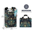 thumbnail image 2 of Yayeee Freestanding Laundry Hamper with Handle Collapsible Large Storage Basket for Clothes, Gold Peacock Pattern, 2 of 7