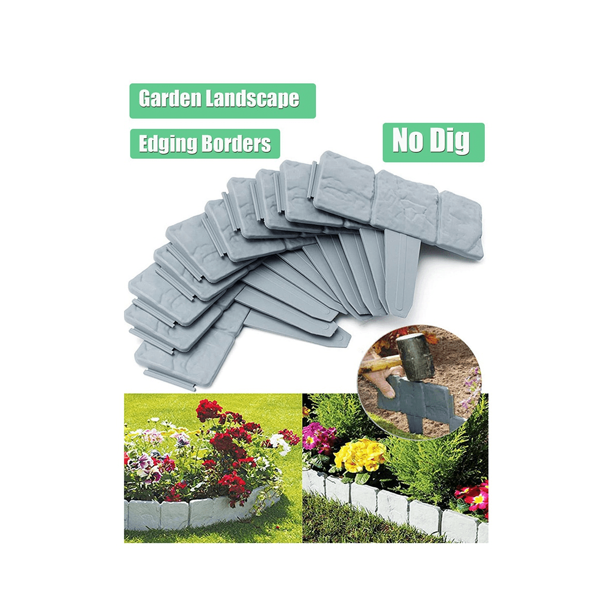 20 x Lawn Edging for Landscaping-Grey