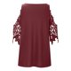 thumbnail image 5 of Fiudx Ofertas Flash Del Día Mujer Casual Tallas Grandesencaje Media Mangaｖ-Cuello Cremallera Ahueca Hacia Fuera Camiseta Blusa Tops, 5 of 7