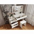 thumbnail image 4 of LED Lighted Makeup Vanity Table with Mirror - White Beauty Station with Storage Drawers, Matching Stool, and Organizing Compartments for Makeup Brushes and Cosmetics, 4 of 9