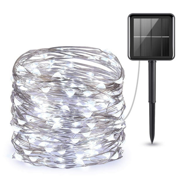 100 LED 33ft Solar String Lights 8 Modes Solar Powered Copper Wire ...