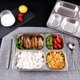 thumbnail image 3 of Yesbay - Plato llano de acero inoxidable grueso con tapa, apto para lavavajillas, vajilla de gran capacidad, bandeja para servir redonda y rectangular de 2, 3, 4, 5 y 6 rejillas, para la escuela, 3 of 8