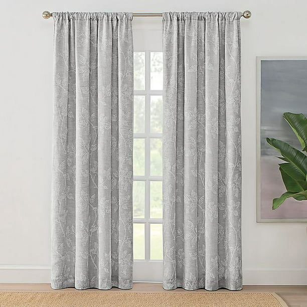 Brookstone Zoey Leaf 95 Inch Rod Pocket, 95 Inch Curtain Panels