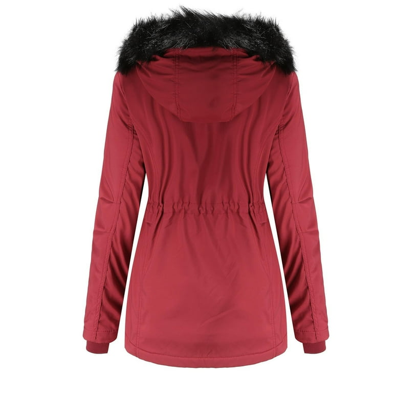 XFLWAM Women Hooded Winter Coat Warm Fleeced Lined Long Jackets