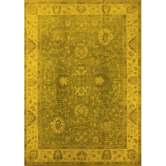 Ahgly Company Indoor Rectangle Oriental Yellow Traditional Area Rugs, 5' x 8'