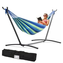 Camping Hammock with Stand- 300lbs Hammock Stand for Indoor Outdoor Heavy Duty Steel Stand, 2 Person Brazilian Hammock Chair Stand w/Carrying Case Included for Beach Backyard Patio Portable Hammock
