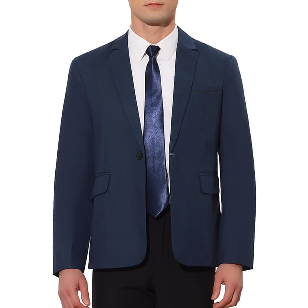 BLAZER DE HOMBRE INSPIRE CHIC De Un Botón Con Solapa Con Muesca Y Bolsillo De Pecho Frontal 2XL Azul Oscuro
