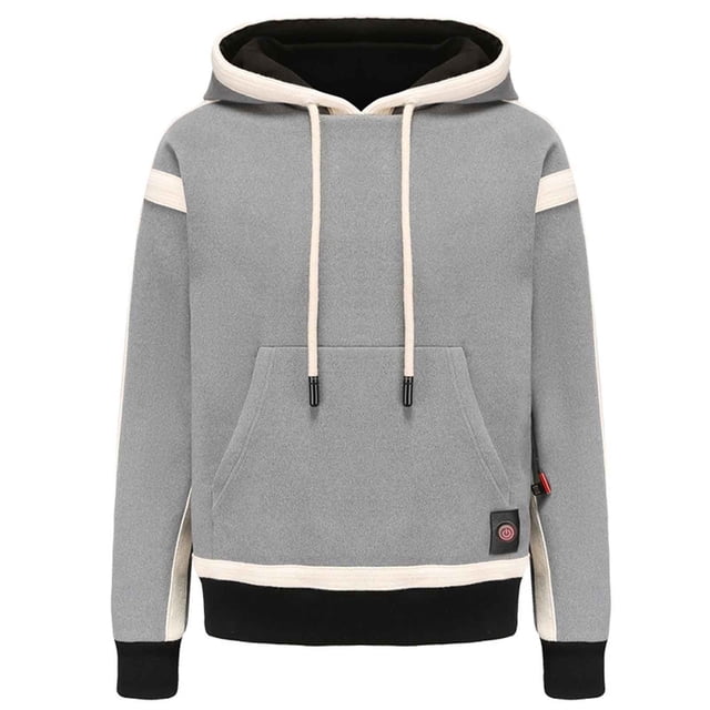 UAMVSH Chandail à Capuchon Chauffant pour Femmes Grande Taille Sweat à Capuche Thermique d'Hiver Réchauffeur de Corps Manches Longues Patchwork avec Poches (Grand, Gris)