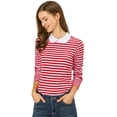 thumbnail image 1 of Disfraz de Halloween para mujer, manga larga, blusa a rayas en contraste Peter Pan Rojo M, 1 of 6