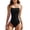 Black, variant on Women's One Piece Swimsuit Tummy Control Ruched Bathing Suit Color Block Push Up Swimwear for Beach Pool