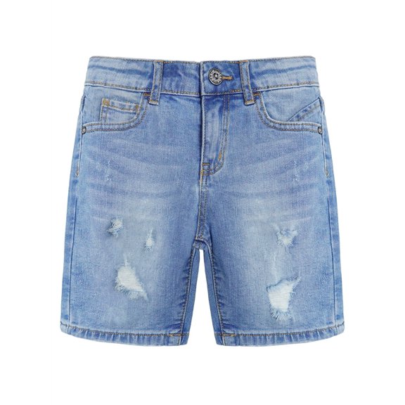 KIDSCOOL SPACE Little Girls Boys Jeans Shorts,Ripped Cute Dinosaur Embroidered Summer Denim Pants,Blue,4-5 Years