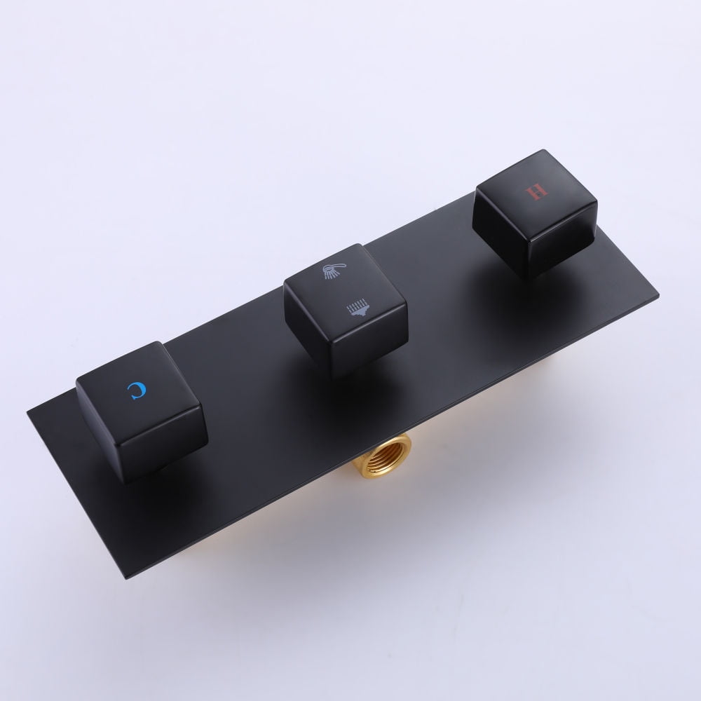 Kepooman 3 Function Rain Mixer Shower System, Temperature Control Complete Shower System with Rough-in Valve for Bathroom